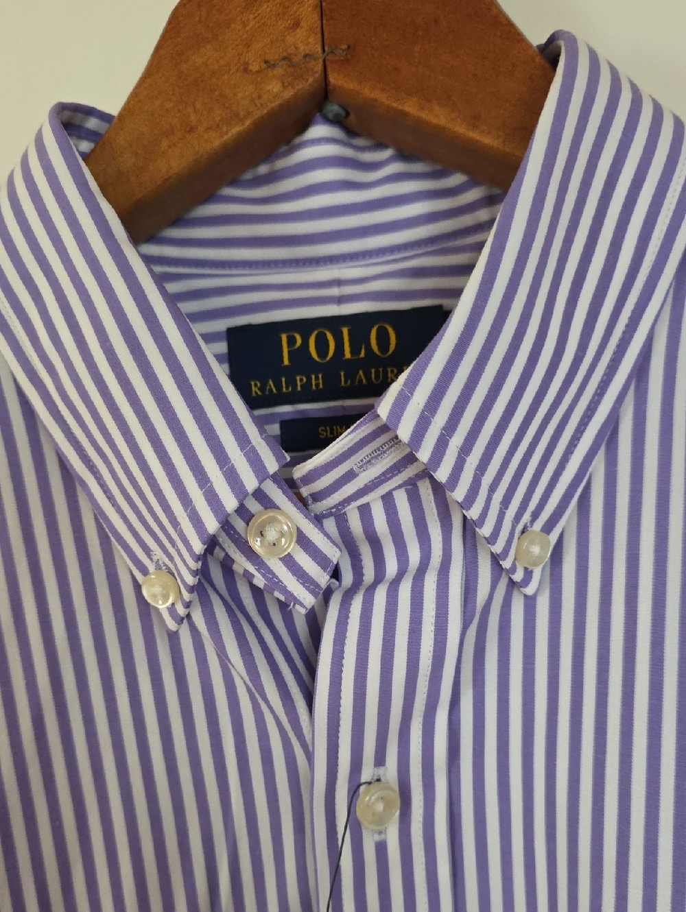 NWT Ralph Lauren Small Lavender and White Stripe Button-Down Shirt - Picture 3 of 6